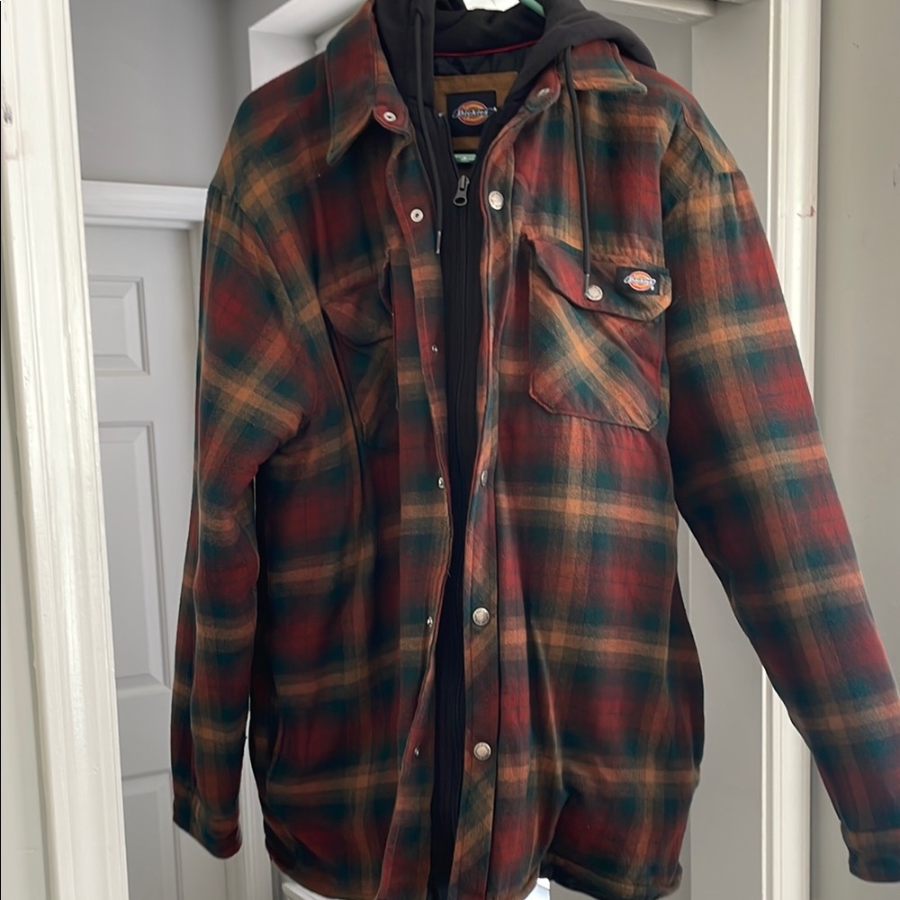 Dickies Men's Plaid Jacket - Red and Green